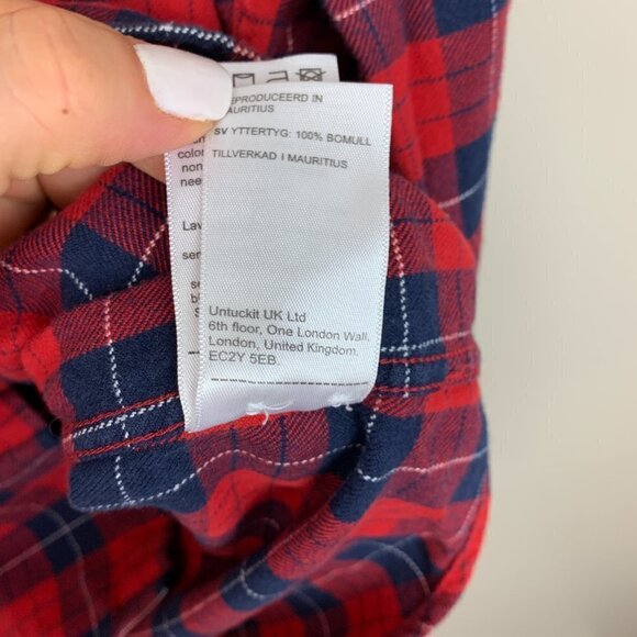 Untuckit Daumus Red & Blue Flannel Long Sleeve Button Down Shirt XL - Picture 6 of 8